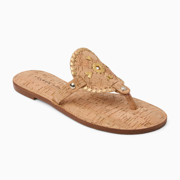 jack rogers Collins Cork & Metallic Leather Flat Sandal Cork