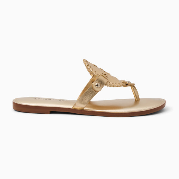 Jack Rogers Collins Metallic Leather Flat Sandal Platinum