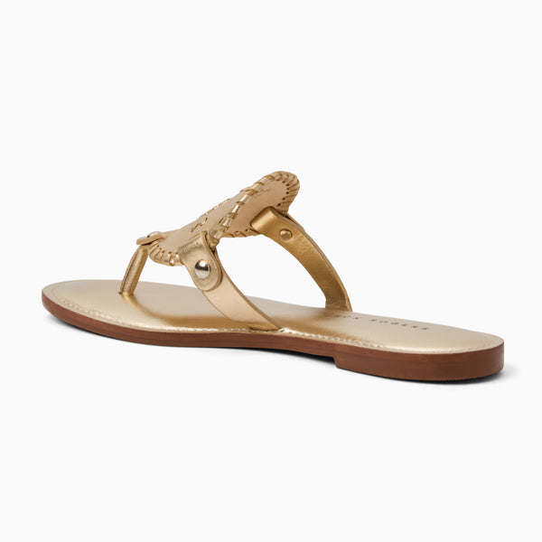 Jack Rogers Collins Metallic Leather Flat Sandal Platinum