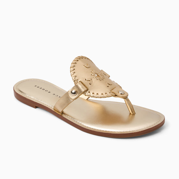 jack rogers Collins Metallic Leather Flat Sandal Platinum