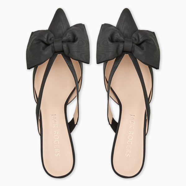 Jack Rogers Cynthia Bow Fabric Kitten Heel Mule Black
