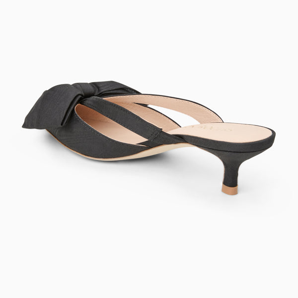 Jack Rogers Cynthia Bow Fabric Kitten Heel Mule Black
