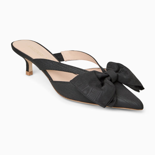 jack rogers Cynthia Bow Fabric Kitten Heel Mule Black