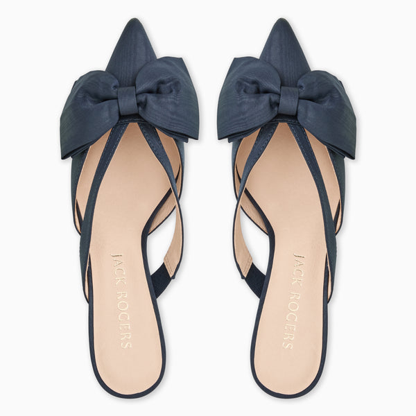 Jack Rogers Cynthia Bow Fabric Kitten Heel Mule MIDNIGHT