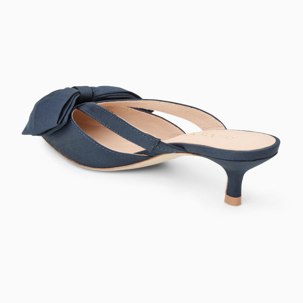 Jack Rogers Cynthia Bow Fabric Kitten Heel Mule MIDNIGHT