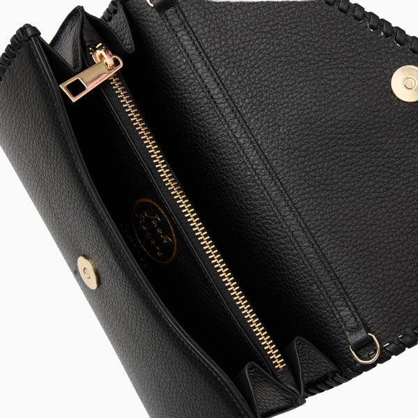 Jack Rogers Gabriella Italian Tumbled Leather Crossbody Black