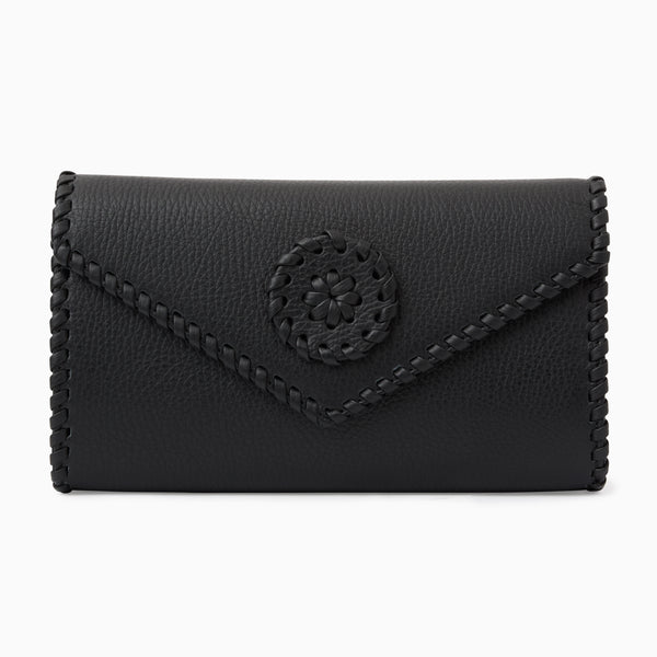 jack rogers Gabriella Italian Tumbled Leather Crossbody Black