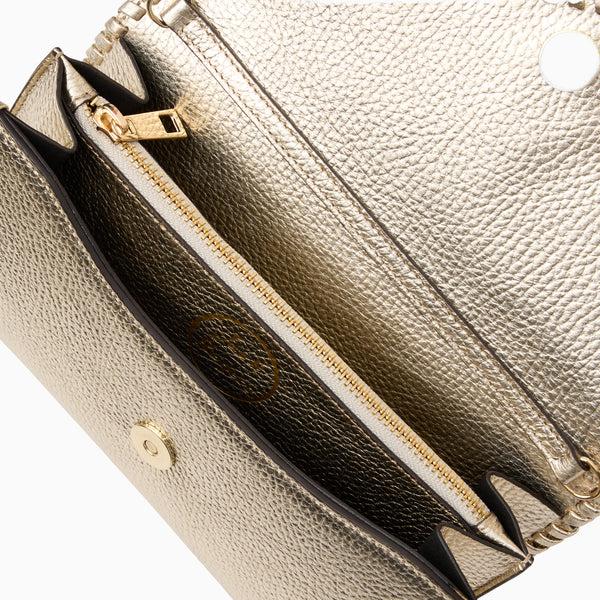 Jack Rogers Gabriella Italian Tumbled Leather Crossbody Platinum