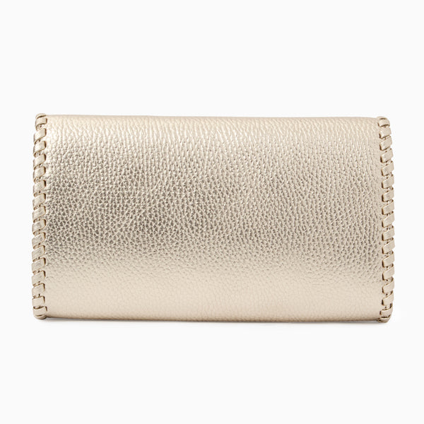 Jack Rogers Gabriella Italian Tumbled Leather Crossbody Platinum