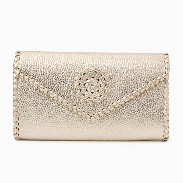 jack rogers Gabriella Italian Tumbled Leather Crossbody Platinum