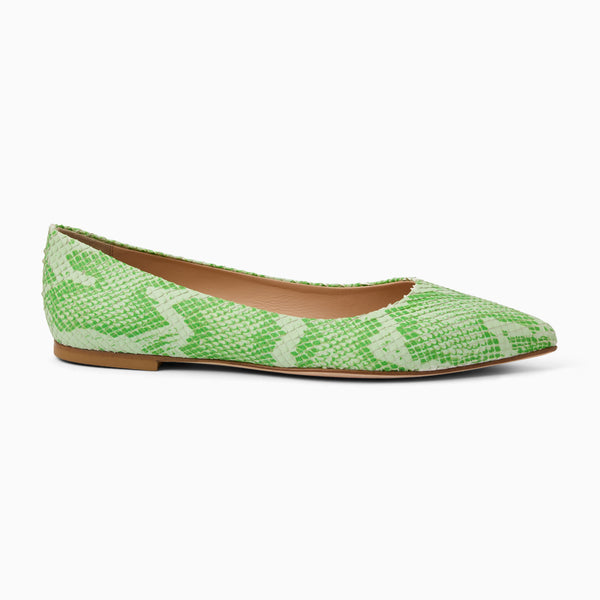 Jack Rogers Gabrisa Italian Leather Pointed Toe Flat Green