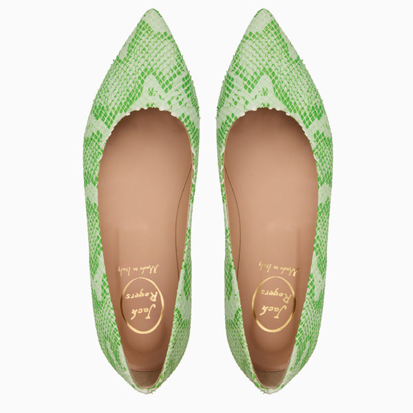 Jack Rogers Gabrisa Italian Leather Pointed Toe Flat Green