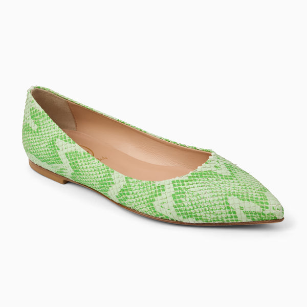 jack rogers Gabrisa Italian Leather Pointed Toe Flat Green