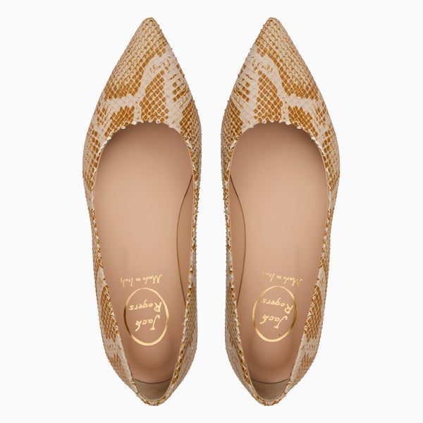 Jack Rogers Gabrisa Italian Leather Pointed Toe Flat Natural