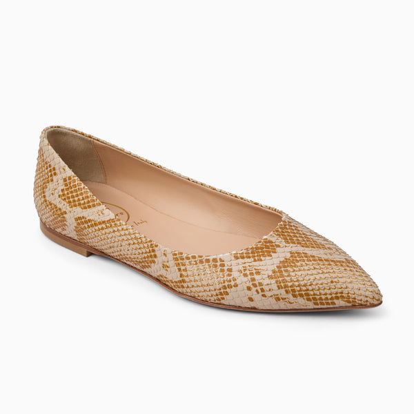 jack rogers Gabrisa Italian Leather Pointed Toe Flat Natural
