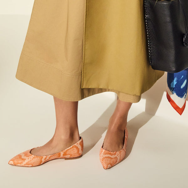 Jack Rogers Gabrisa Italian Leather Pointed Toe Flat Orange