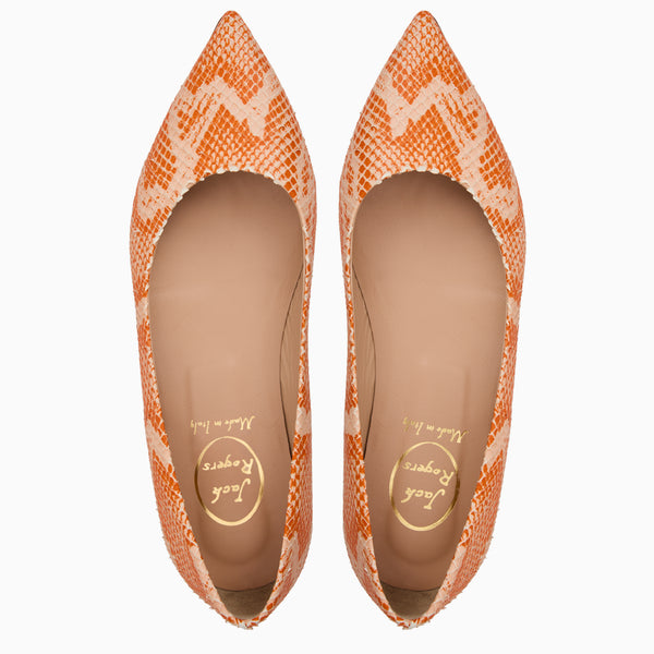 Jack Rogers Gabrisa Italian Leather Pointed Toe Flat Orange