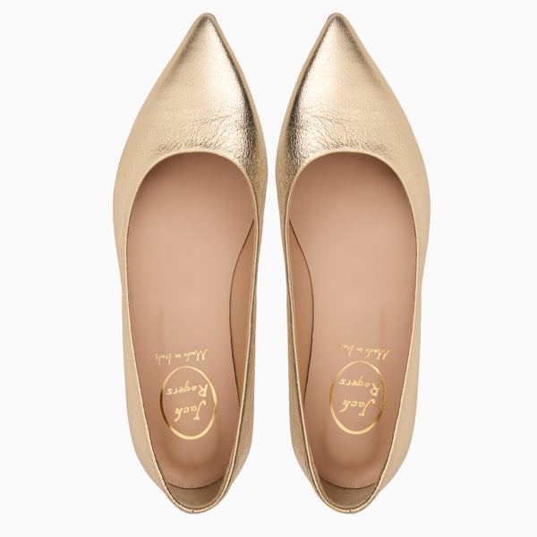 Jack Rogers Gabrisa Italian Leather Pointed Toe Flat Platinum