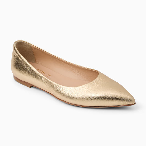 jack rogers Gabrisa Italian Leather Pointed Toe Flat Platinum