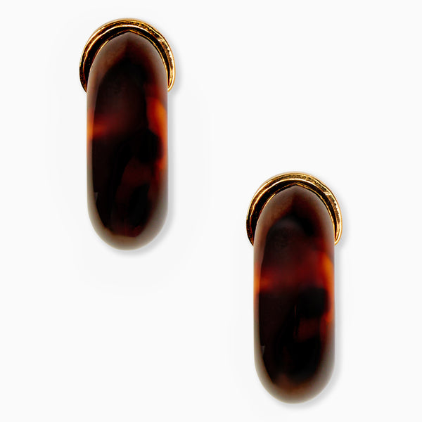 Jack Rogers Gina Italian Gold Plated Hoop Earrings Tortoise Gold