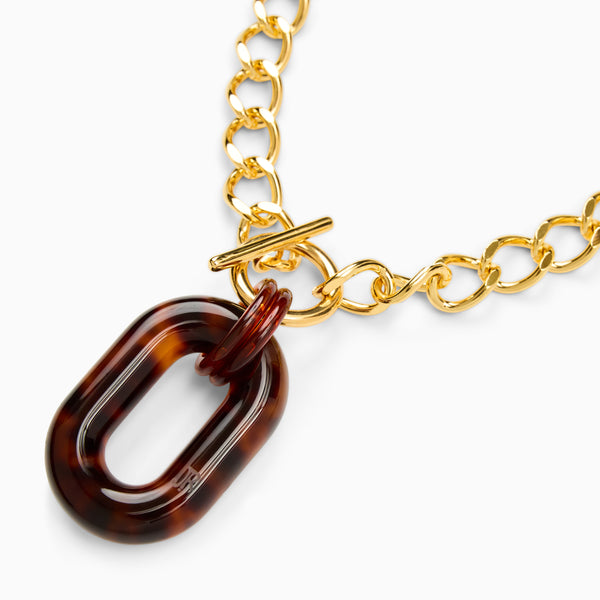 Jack Rogers Gina Italian Gold Plated Necklace Tortoise Gold