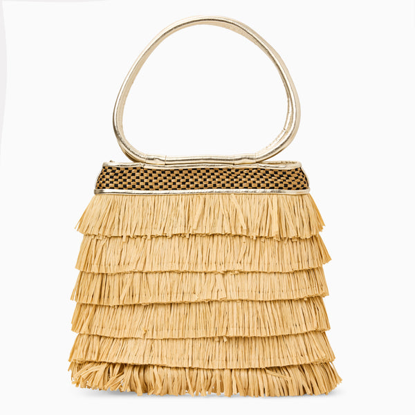 jack rogers Isola Italian Leather Raffia Shoulder Bag Natural Platinum