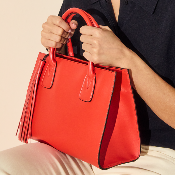 Jack Rogers Angelini Italian Leather Tote Coral