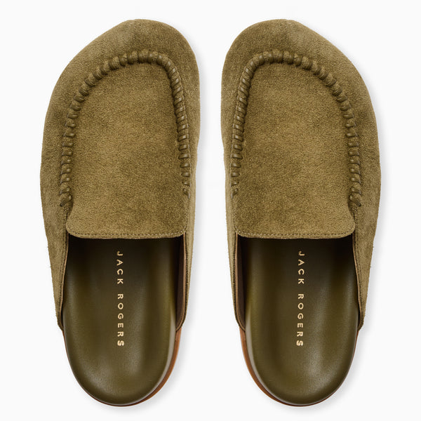 Jack Rogers Chesapeake Suede Slip On Clog Olive