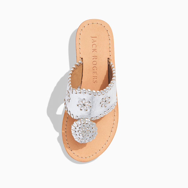 Jack Rogers Girls Jacks Leather Flat Sandal Silver