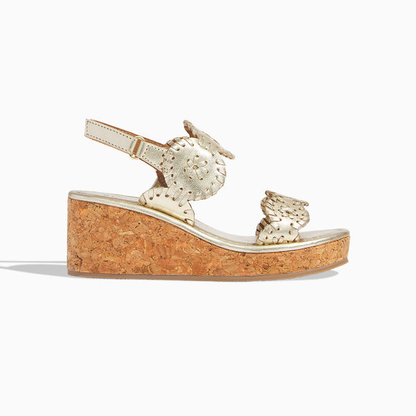 Jack Rogers Girls Lauren High Wedge Platinum