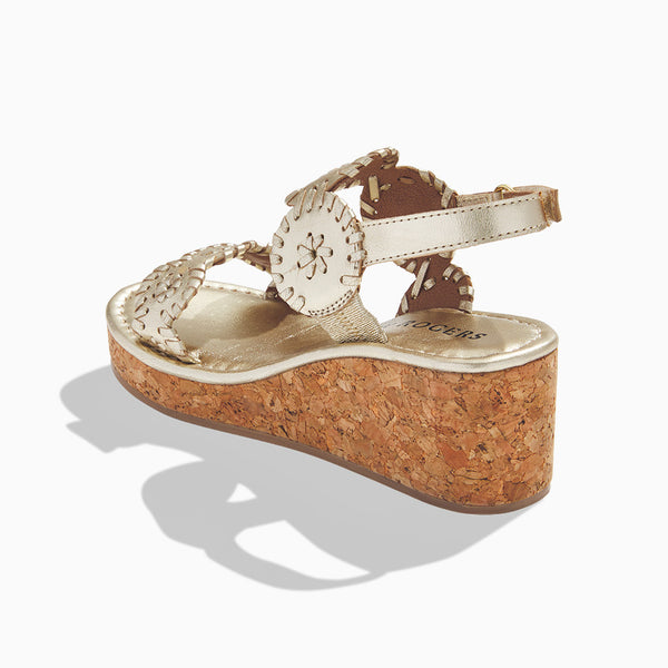 Jack Rogers Girls Lauren High Wedge Platinum