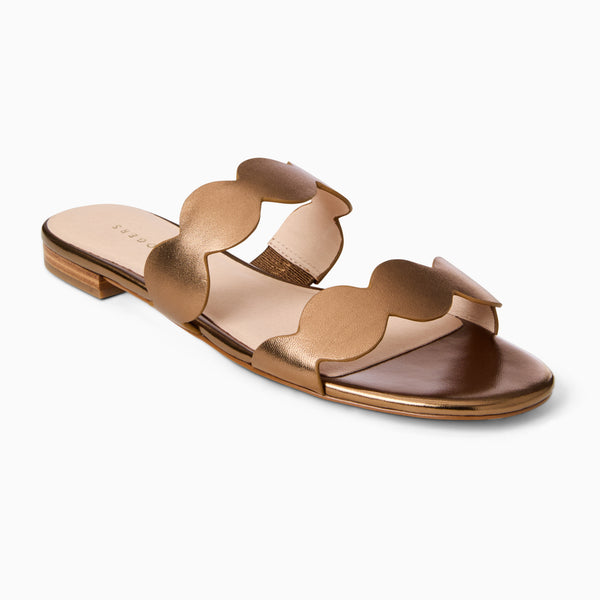 jack rogers Greglen Leather Flat Slide Bronze