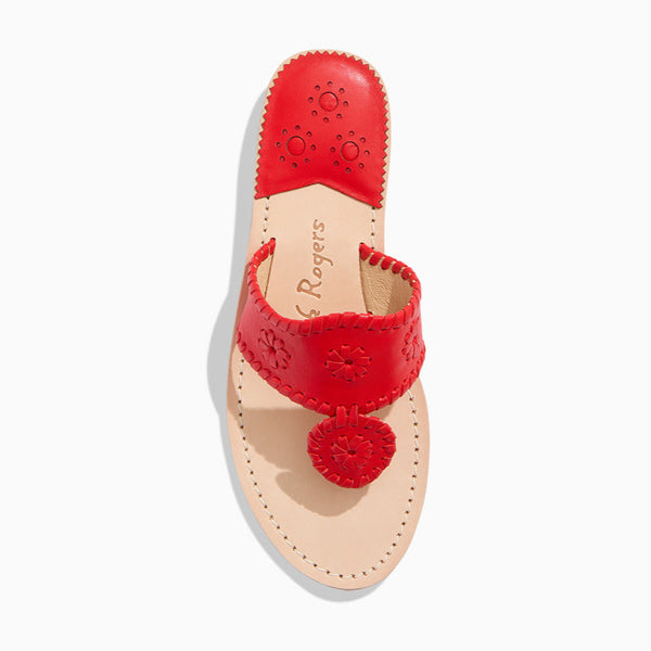 Jack Rogers Jacks Leather Flat Sandal Fire Red