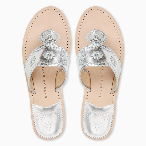 Jack Rogers Jacks Leather Flat Sandal Silver
