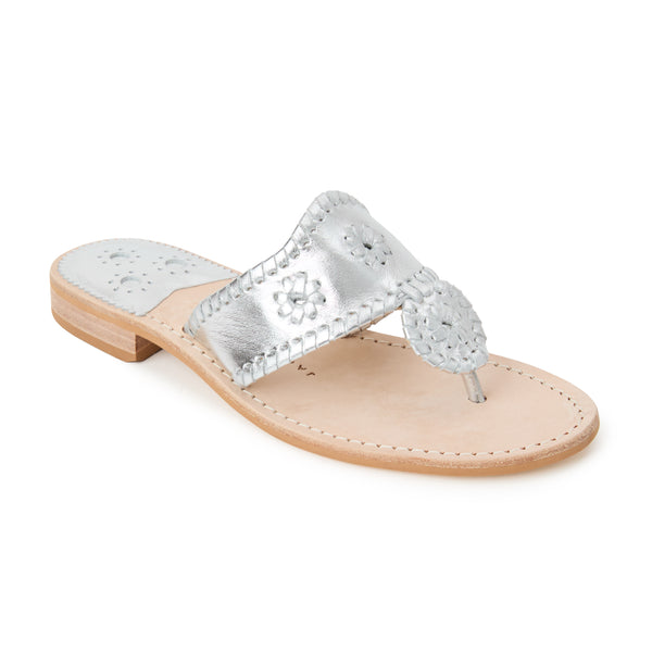 jack rogers Jacks Leather Flat Sandal Silver