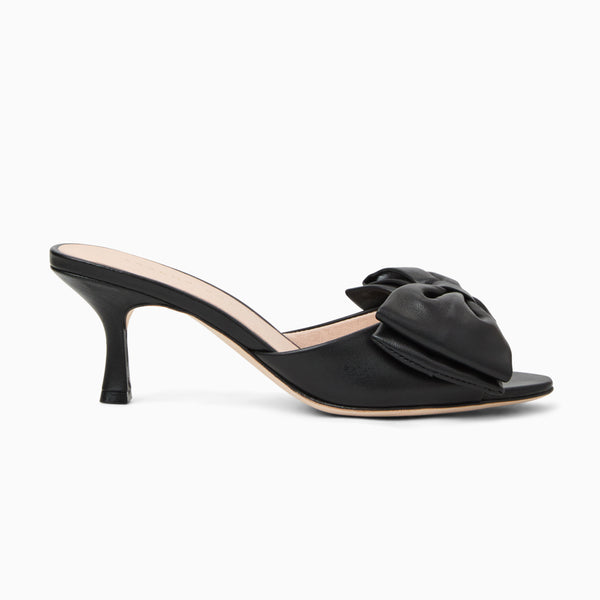 Jack Rogers Lola Bow Leather Mid Heel Black