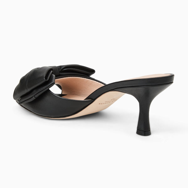 Jack Rogers Lola Bow Leather Mid Heel Black