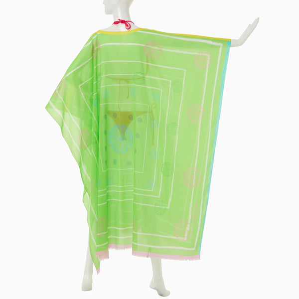 Jack Rogers Jacks Italian Cotton Bandana Kaftan Green Multi