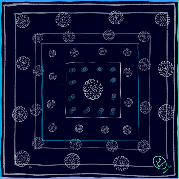 jack rogers Jacks Italian Cotton Bandana Scarf Dark Blue Multi