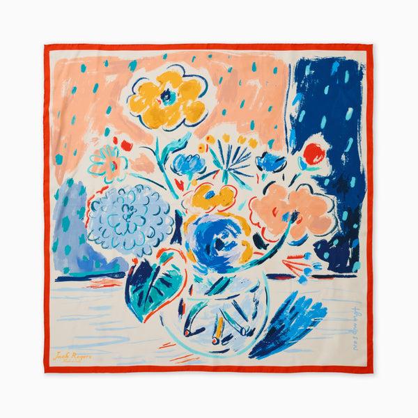 jack rogers Jacks Italian Silk Flower Scarf Floral Multi