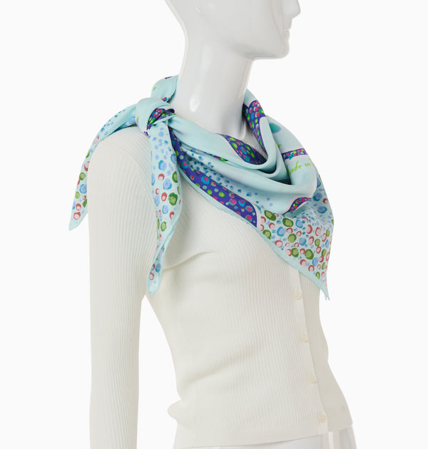 Jack Rogers Jacks Italian Silk Octopus Scarf Pale Blue Multi