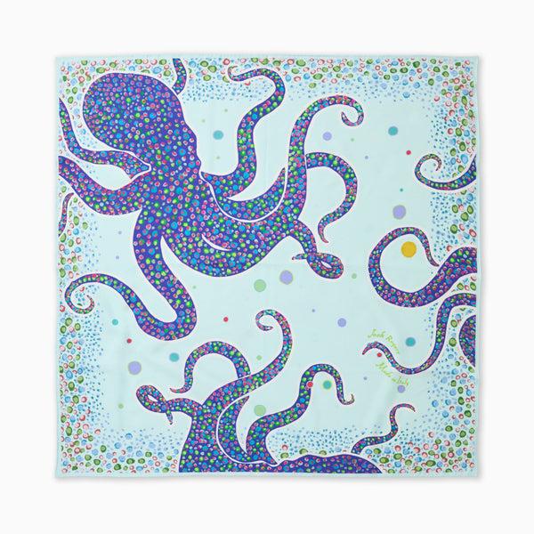 jack rogers Jacks Italian Silk Octopus Scarf Pale Blue Multi