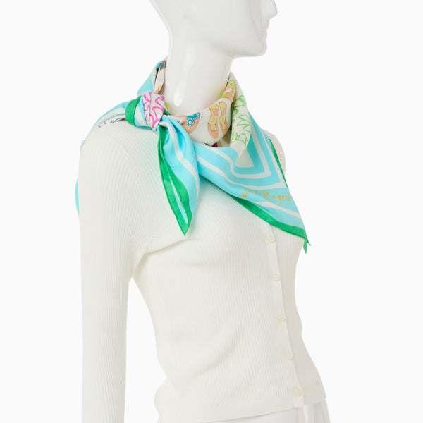 Jack Rogers Jacks Italian Silk Scarf Light Blue Multi