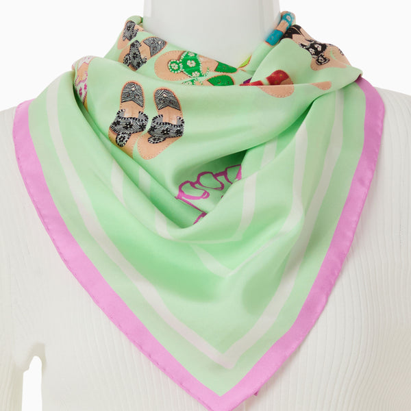 Jack Rogers Jacks Italian Silk Scarf Pistachio Multi