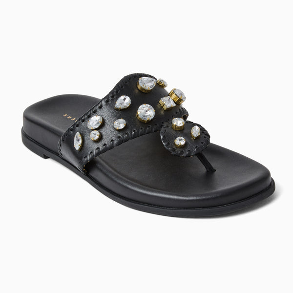 jack rogers Jacks Jeweled Leather Comfort Sport Sandal Black