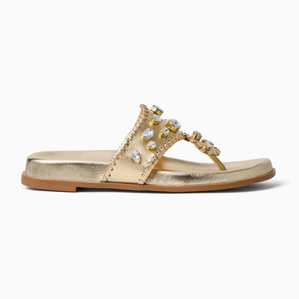 Jack Rogers Jacks Jeweled Leather Comfort Sport Sandal Platinum