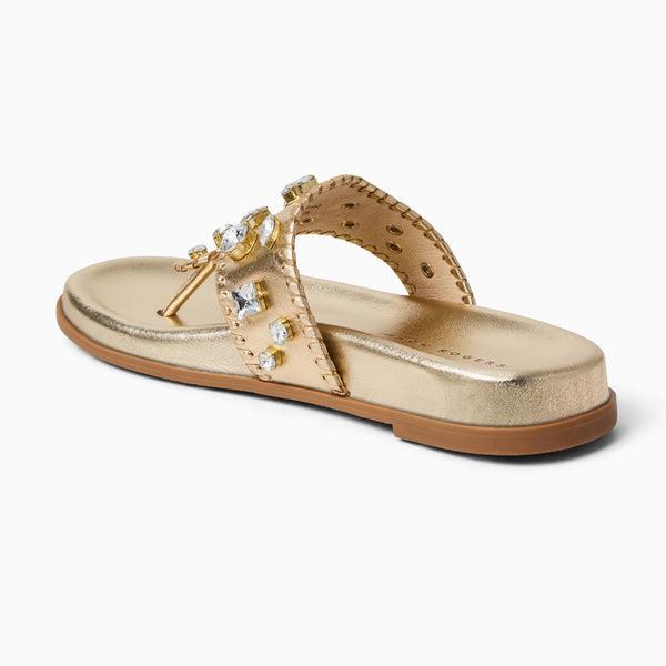 Jack Rogers Jacks Jeweled Leather Comfort Sport Sandal Platinum