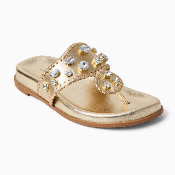 jack rogers Jacks Jeweled Leather Comfort Sport Sandal Platinum