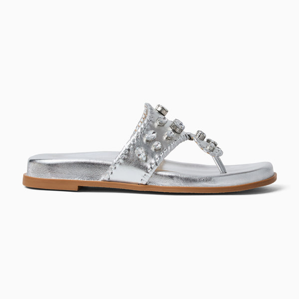Jack Rogers Jacks Jeweled Leather Comfort Sport Sandal Silver