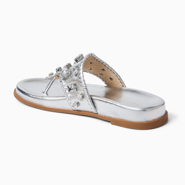 Jack Rogers Jacks Jeweled Leather Comfort Sport Sandal Silver